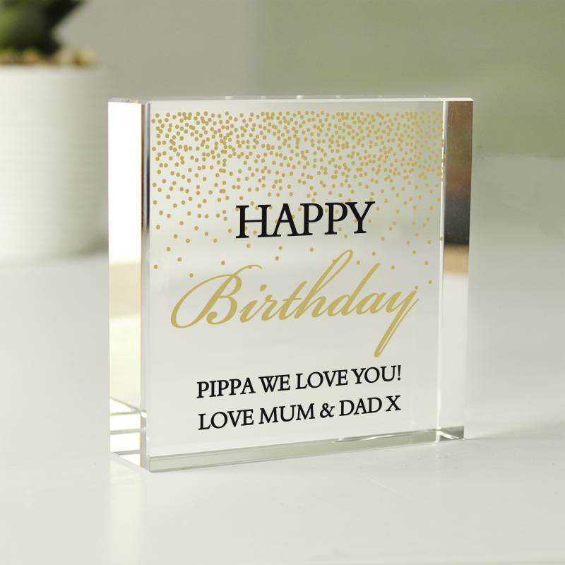 Personalised Gold Confetti Large Crystal Token