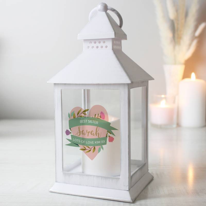 Personalised Floral Mother's Day White Lantern