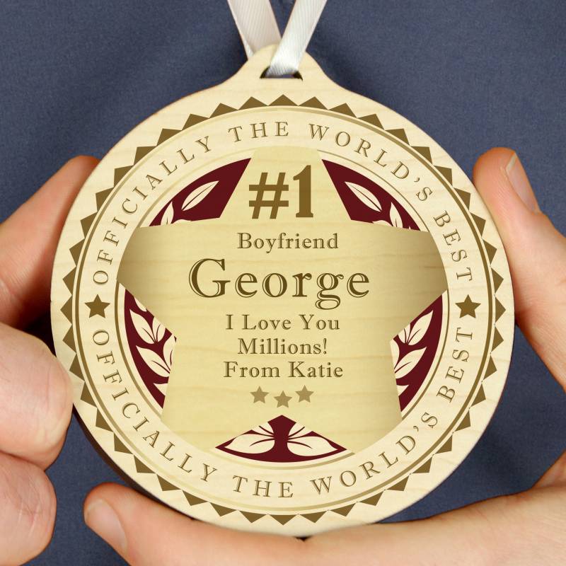 Personalised Number 1 Round Wooden Medal